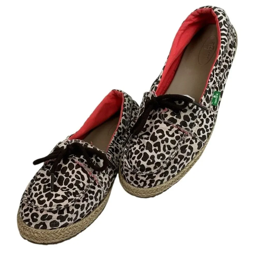 Sanuk Kariba Cheeta Print Slip On Shoes Size 9